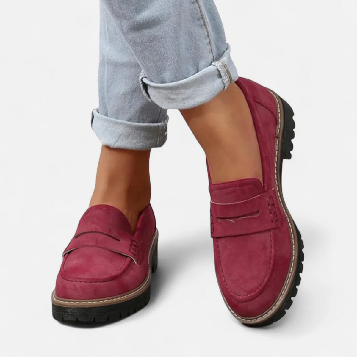 Clara | Women's Stitched Penny Loafers with Lug Sole