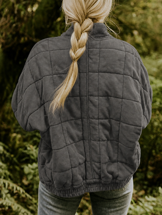 Solvane | Women's Quilted Zip Front Jacket with Stand Collar