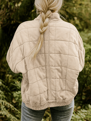 Solvane | Women's Quilted Zip Front Jacket with Stand Collar