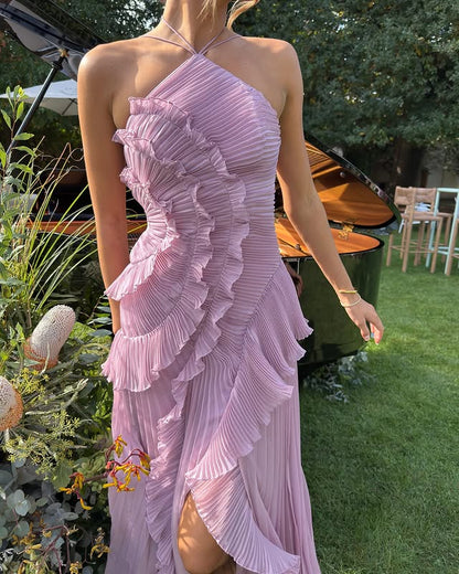 Rosalind | One Shoulder Ruffle Maxi Dress