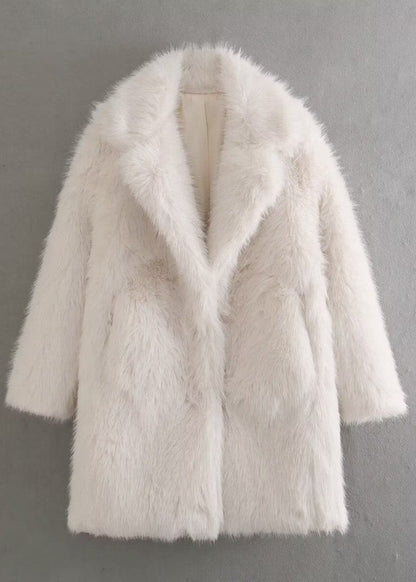 Beatrice | Women's Textured Faux Fur Coat with Shawl Collar
