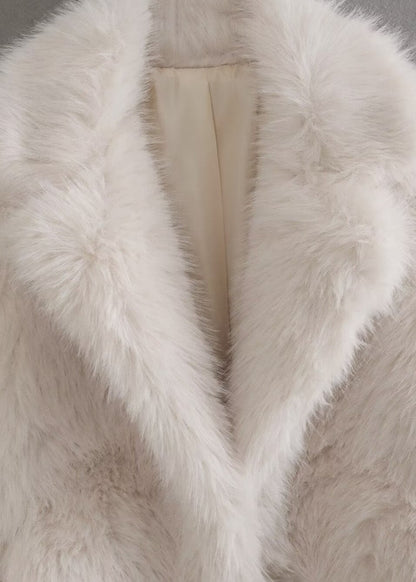 Beatrice | Women's Textured Faux Fur Coat with Shawl Collar