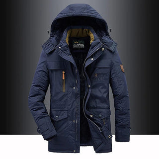 Fleece-lined hooded thigh-length winter parka for men | Hudson -2