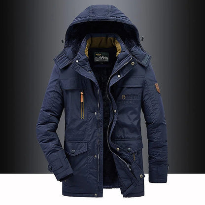 Fleece-lined hooded thigh-length winter parka for men | Hudson -2