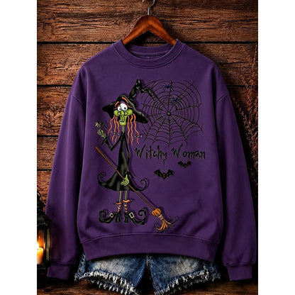 Wintress | Women's Witch Print Crew Neck Sweatshirt