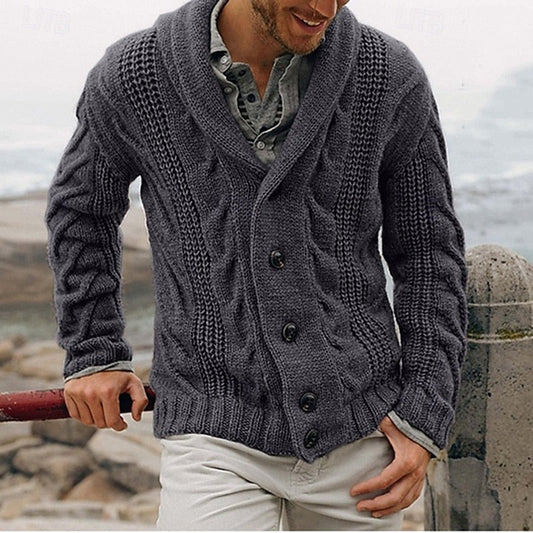 Kavanagh | Men's Cable Knit Shawl Collar Cardigan
